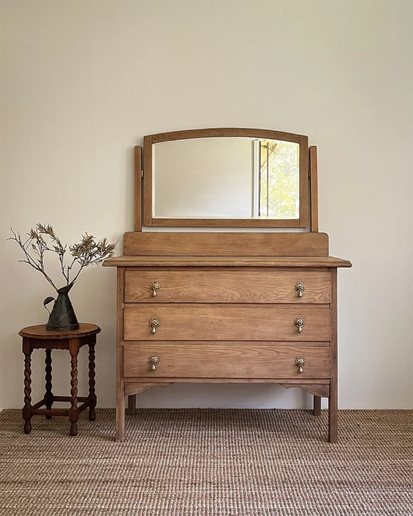 Dresser with beveled mirror.

