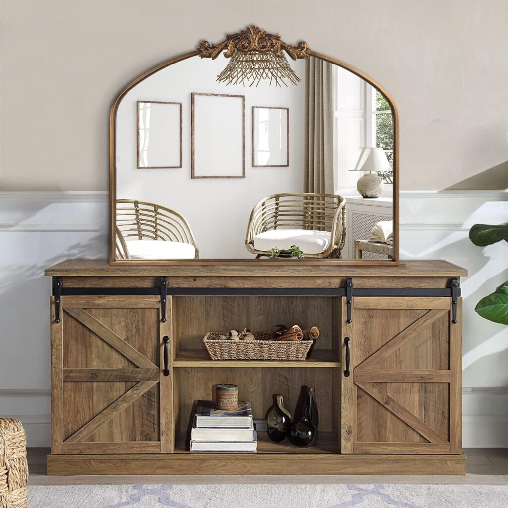 Spacious dresser with large mirror.

