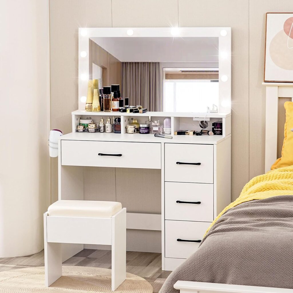 Functional dresser with mirror.

