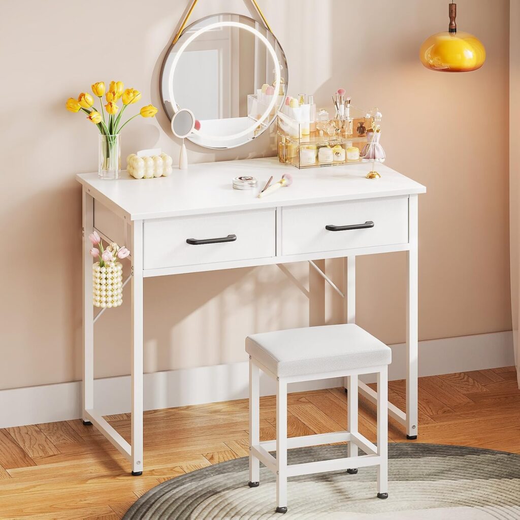 Contemporary dresser with built-in mirror.

