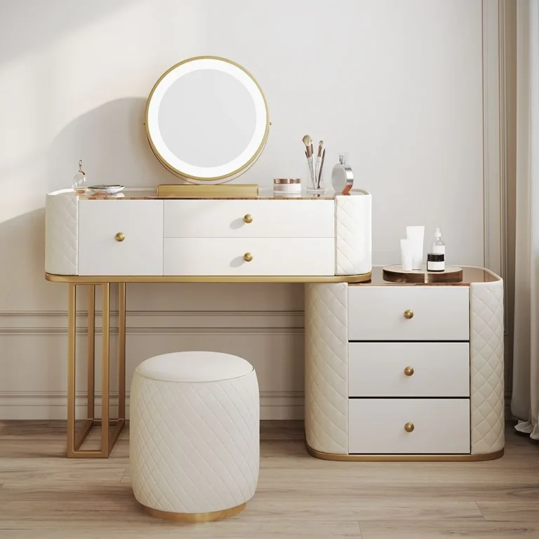 Elegant wooden dresser with mirror.