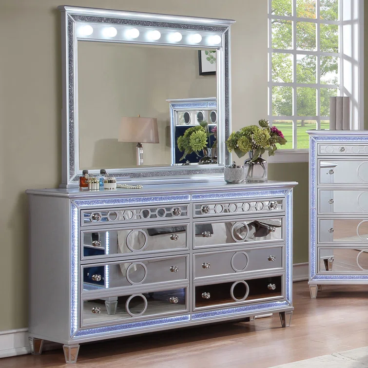 Stylish dresser with mirror.

